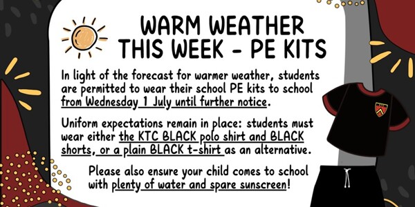 Warm Weather Update from Wednesday 1 July