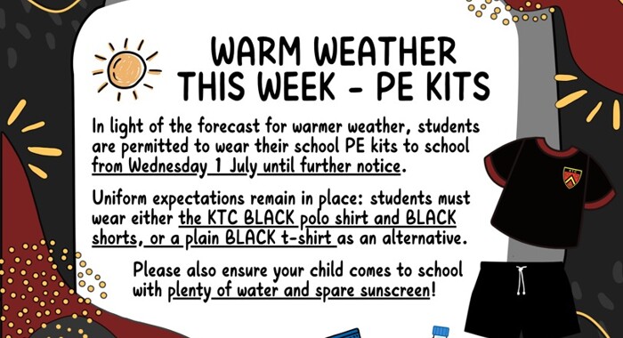 Warm Weather Update from Wednesday 1 July